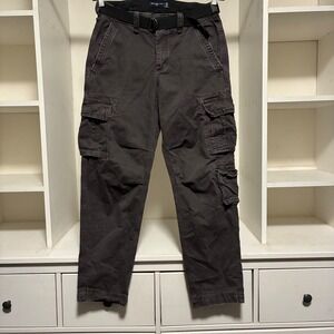 Abercrombie & Fitch Mens Loose Cargo Pants Faded Black 30x32 With Belt Utility